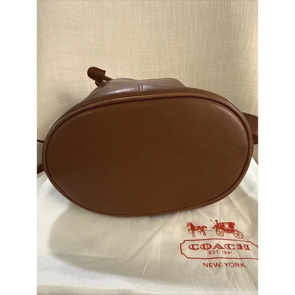 Vintage Coach 4151 Cowhide Drawstring Bucket Bag Brown Soft Leather Crossbody - Picture 9 of 12